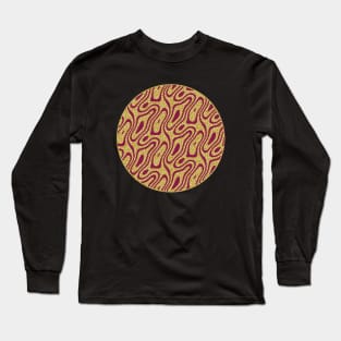 Silhouette Circle Abstract Ripple Maroon Gold Speckle Background Long Sleeve T-Shirt